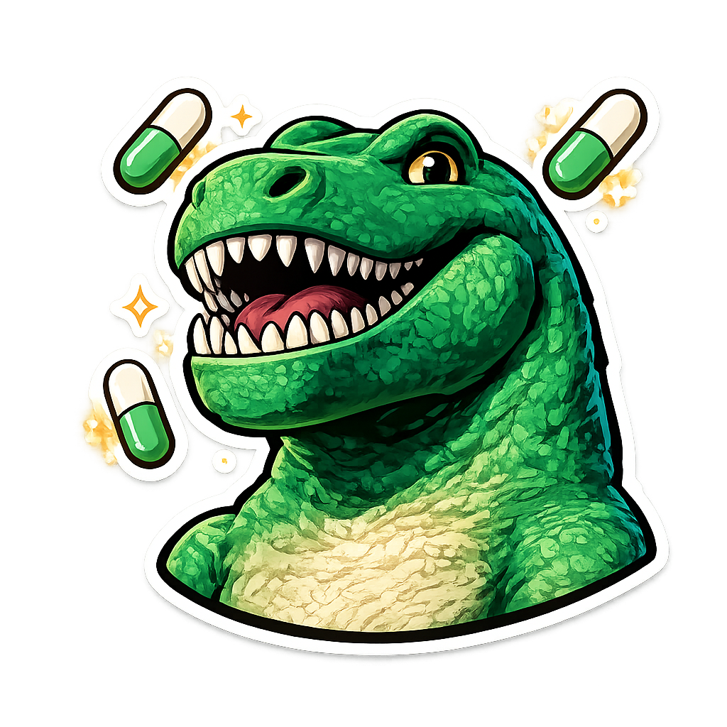 Pamposaur sticker portrait.